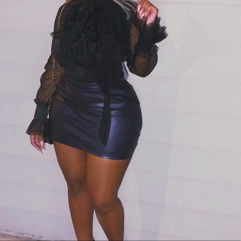 Leather black skirt